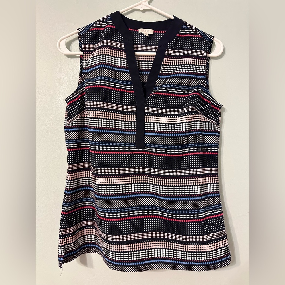 🏷️Talbots Size P 0/2 Petite Blouse Multi-Colored Sleeveless (W6670-D18)